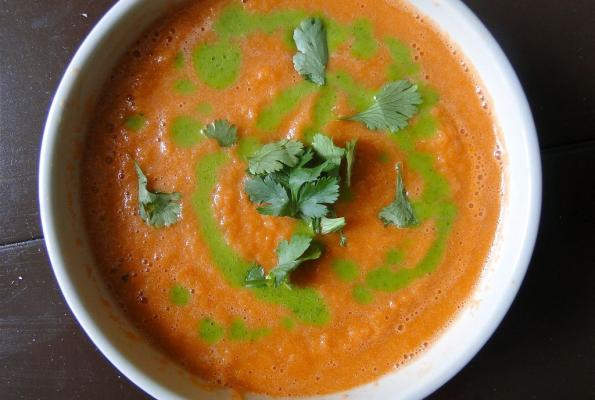 Raw Carrot-Ginger Soup with Cilantro Drizzle | VegWeb.com, The World's ...